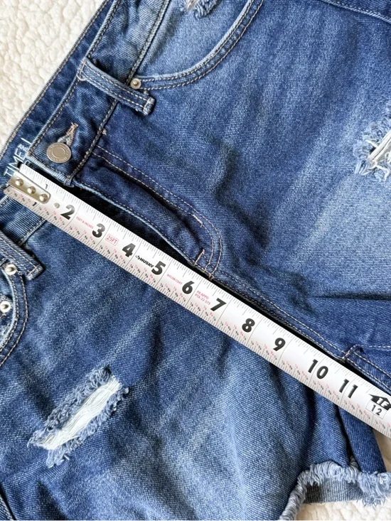 Time and Tru Dark Blue Distressed Denim Shorts - Picture 4 of 6